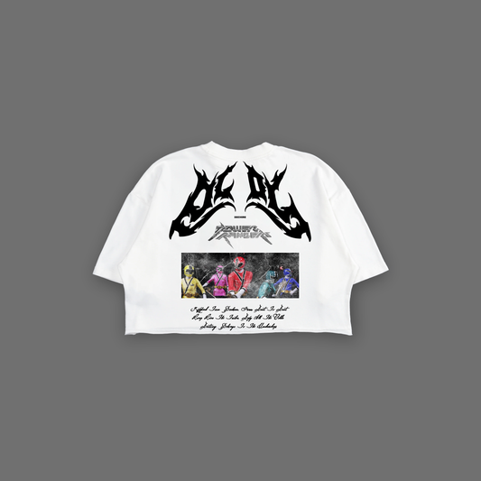 SAMURAI || SUPER SENTAI 'LIMITED' BODY-CONTOUR CROP TOP IN PEARL WHITE
