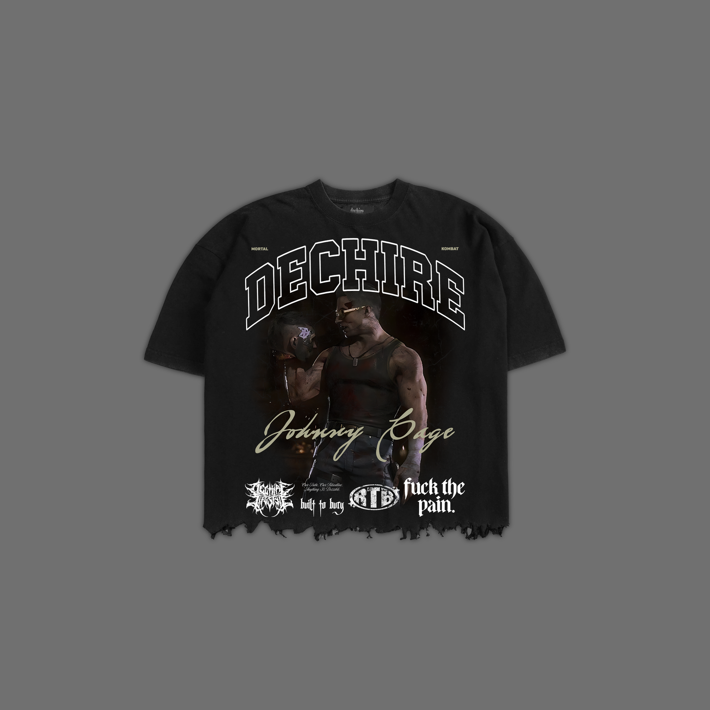 MK | JOHNNY CAGE '1 OF 100' OVERSIZED BOXY GRUNGE TERRY CUT-OFF TEE