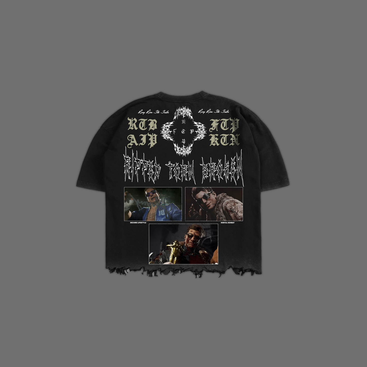 MK | JOHNNY CAGE '1 OF 100' OVERSIZED BOXY GRUNGE TERRY CUT-OFF TEE