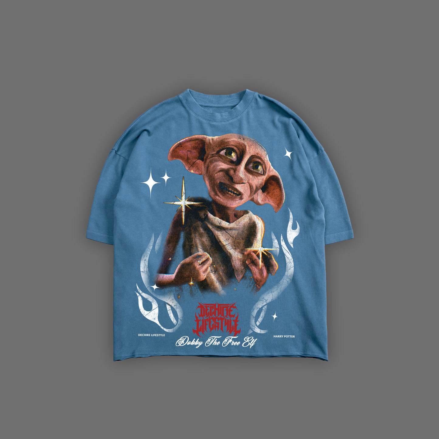 DOBBY, A FREE ELF 'LIMITED' DL:MADE OS RAW HEM TEE IN SLATE BLUE
