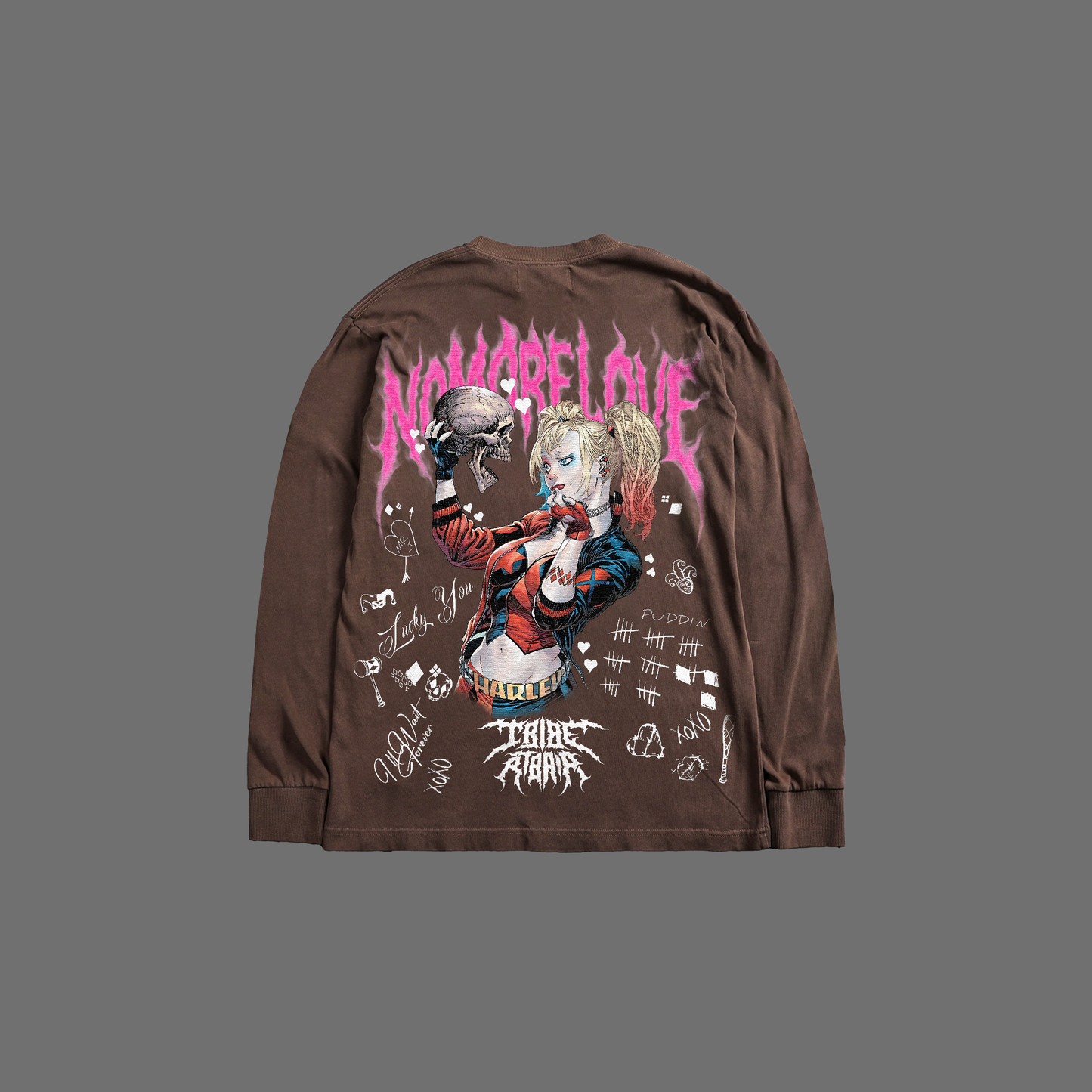 NO MORE LOVE | HARLEY QUINN 'HVYWT' L/S TEE IN BROWN