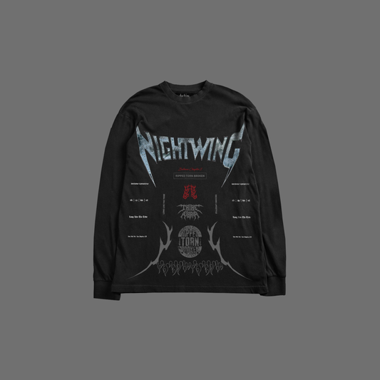 NIGHTWING 52 'HVYWT' L/S TEE IN BLACK