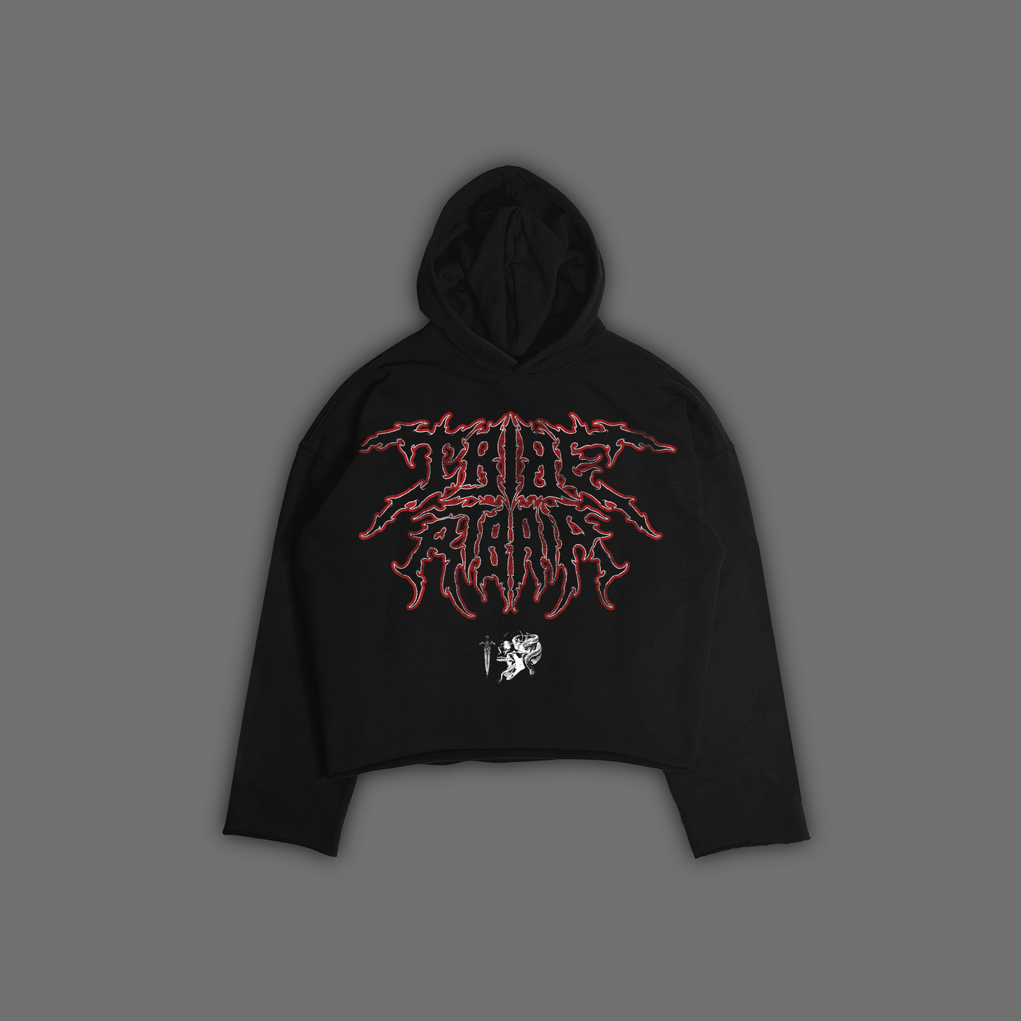 BACK TO ARKHAM 'LIMITED' OS BOX CUT RETRO HOODIE IN SHADOW BLACK