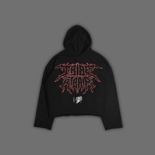 BACK TO ARKHAM 'LIMITED' OS BOX CUT RETRO HOODIE IN SHADOW BLACK