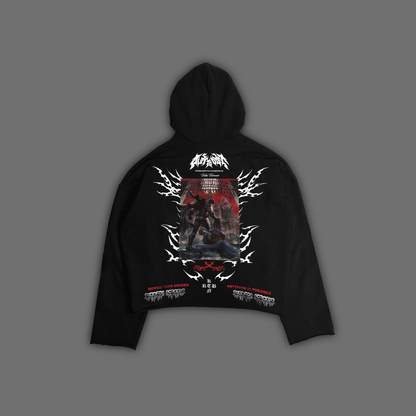 BACK TO ARKHAM 'LIMITED' OS BOX CUT RETRO HOODIE IN SHADOW BLACK