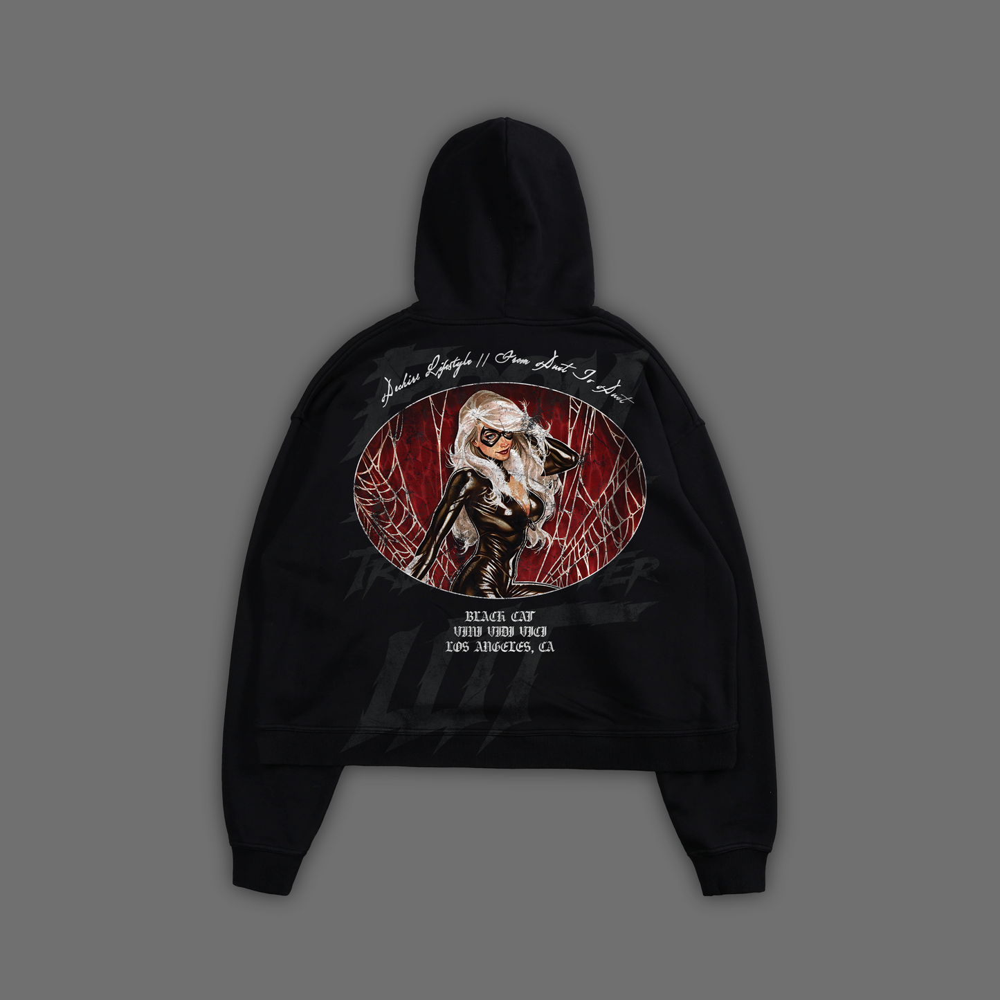 BLACK CAT & VENOM 'EXCLUSIVE' BOX CUT HOODIE IN SHADOW