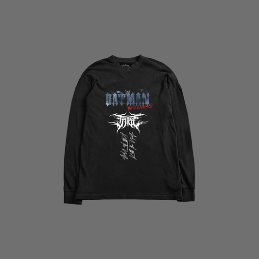 BATMAN WHO LAUGHS & ROBINS 'HVYWT' L/S TEE IN BLACK