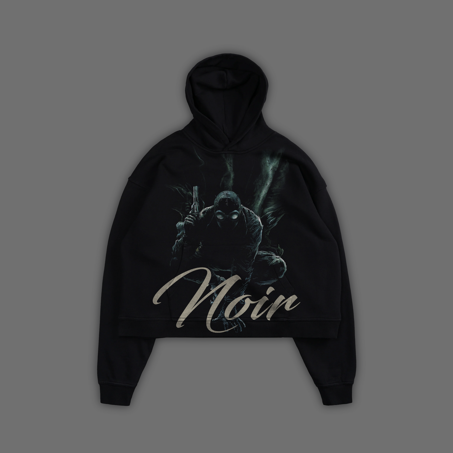 NOIR 'EXCLUSIVE' BOX CUT HOODIE IN SHADOW