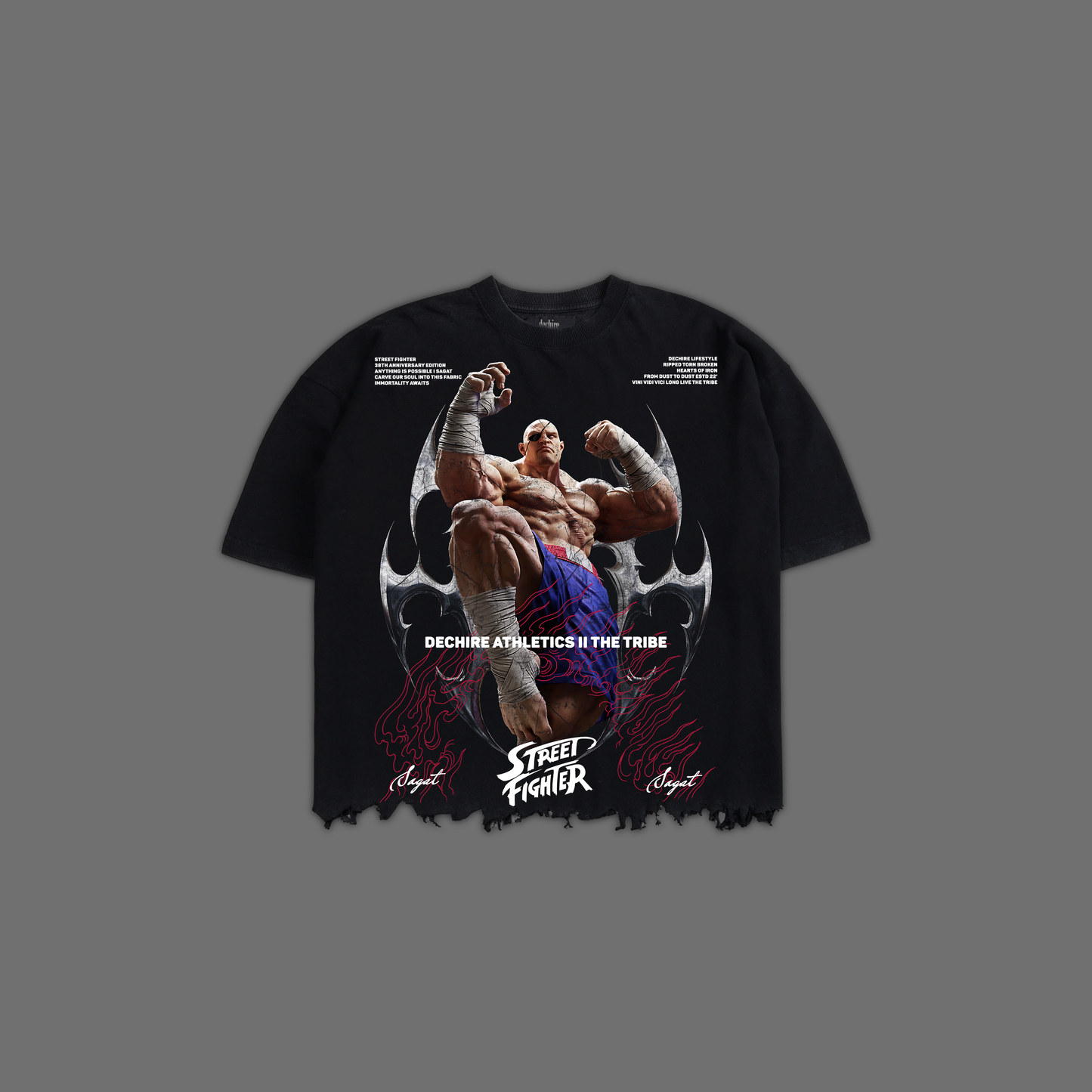 SF | SAGAT '1 OF 100' OVERSIZED BOXY GRUNGE CUT-OFF TEE