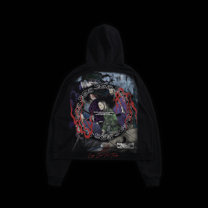 GRAVEYARD OF THE TWIN MOON BOX CUT CROP HOODIE IN SHADOW