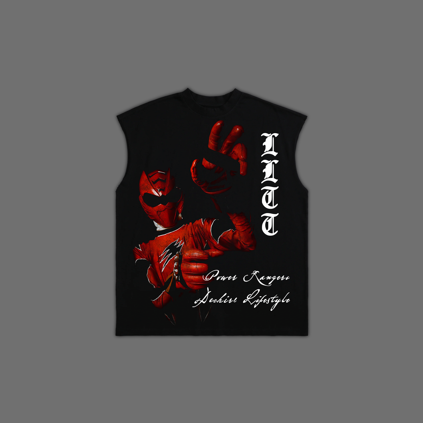 JUNGLE FURY || RED RANGER MUSCLE TEE IN BLACK