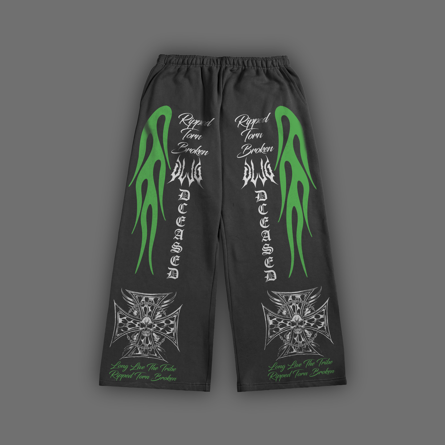 'DCEASED' WIDE LEG LOUNGE SWEATS IN GRAY