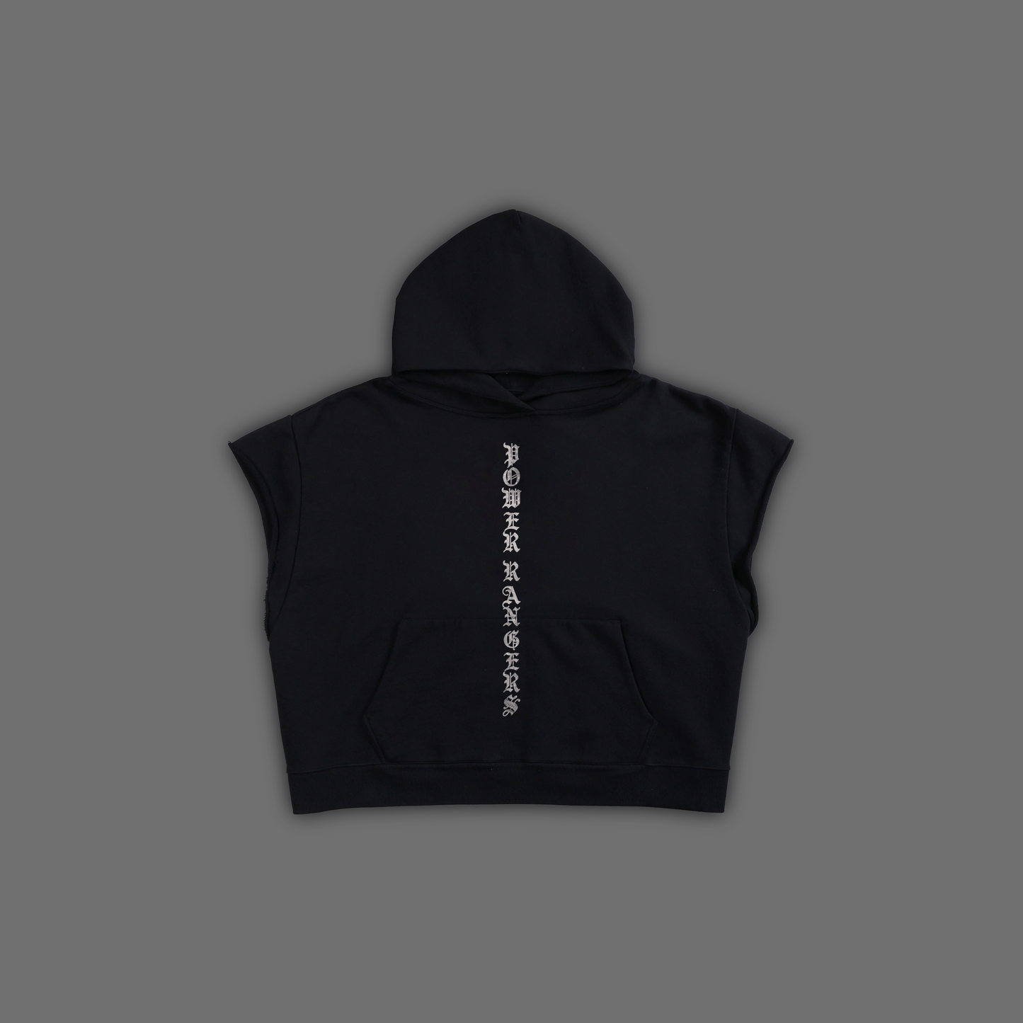 MEGAZORD CAP SLEEVE GRUNGE HOODIE IN BLACK