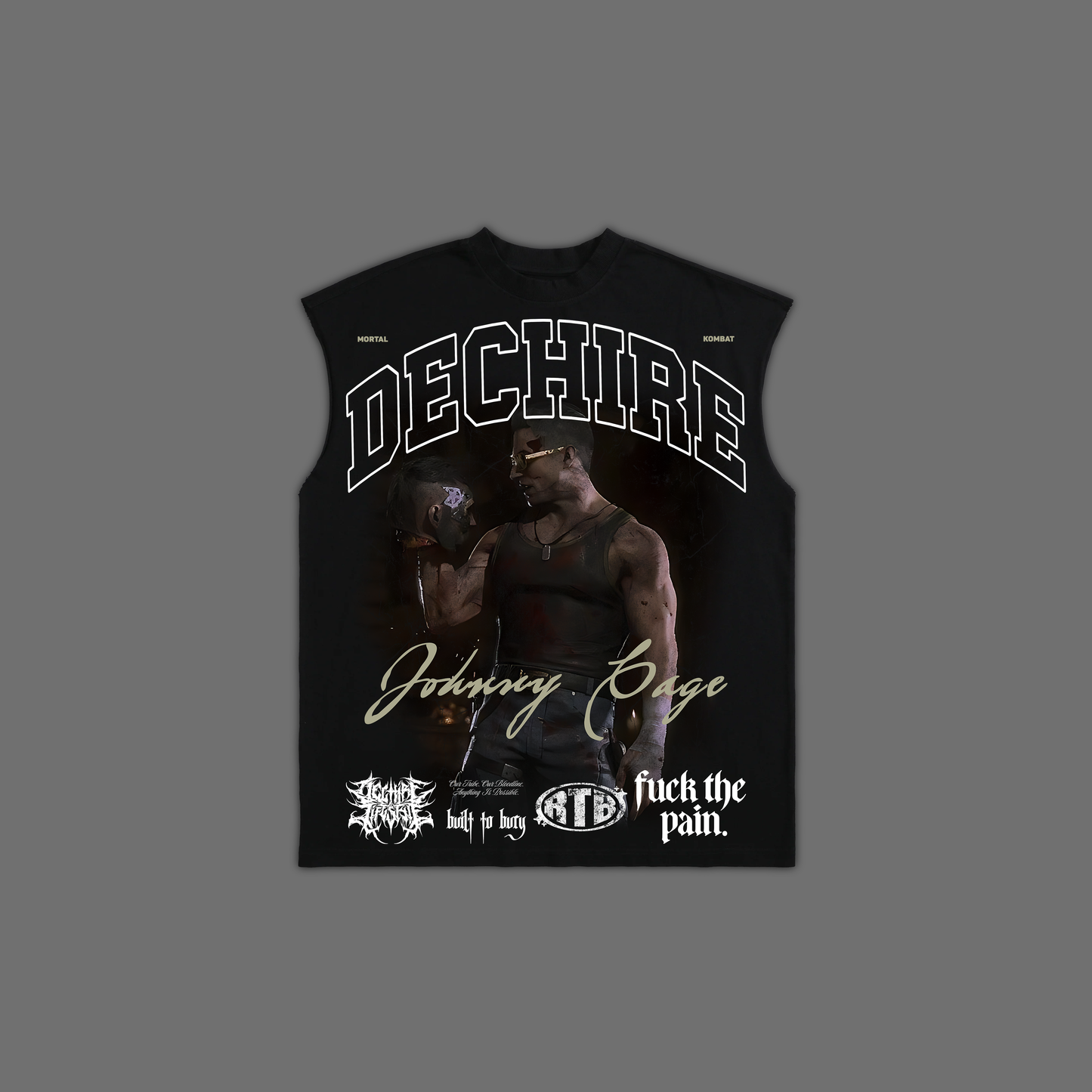 MK | JOHNNY CAGE BOX CUT MUSCLE TEE IN BLACK