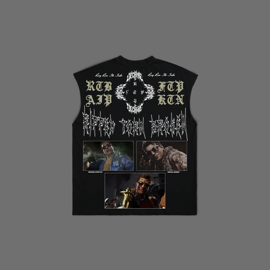 MK | JOHNNY CAGE BOX CUT MUSCLE TEE IN BLACK