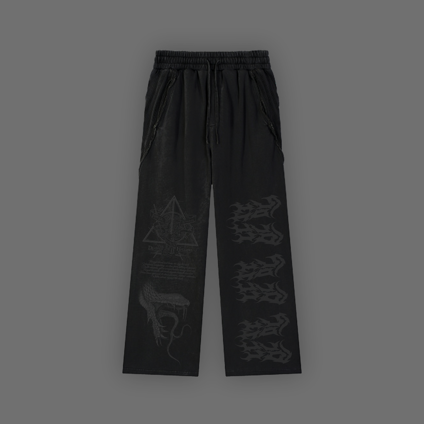 'TALE OF THE 3 BROTHERS' SNOW WASHED RAW EDGE GRUNGE SWEATS