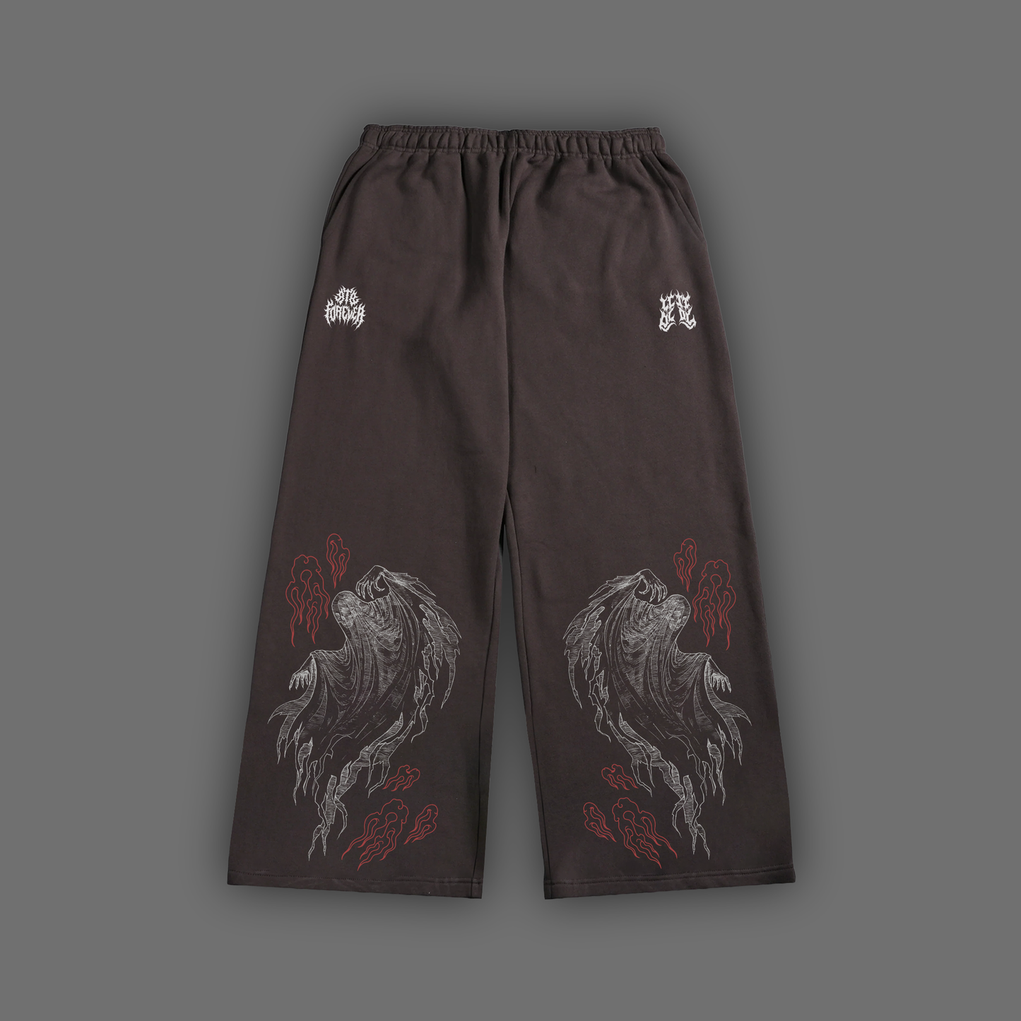 'dēmentō' BAGGY FLEECE WIDE LEG SWEATS IN BROWN
