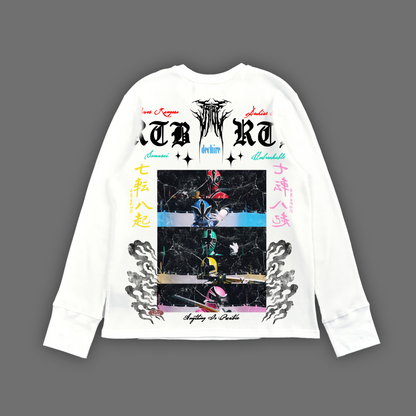 SAMURAI || SUPER SENTAI L/S OS TEE IN WHITE