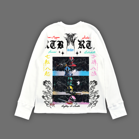 SAMURAI || SUPER SENTAI L/S OS TEE IN WHITE