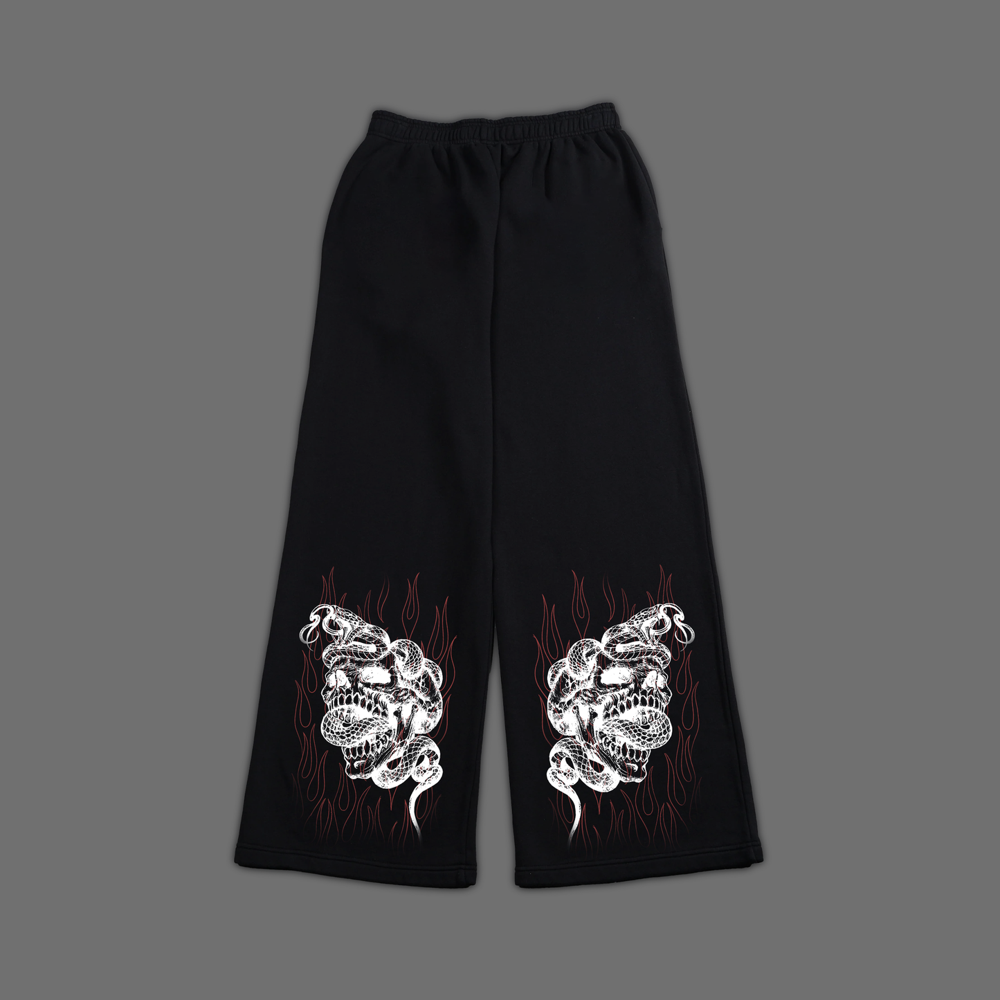 'dēmentō' BAGGY FLEECE WIDE LEG SWEATS IN MIDNIGHT BLK
