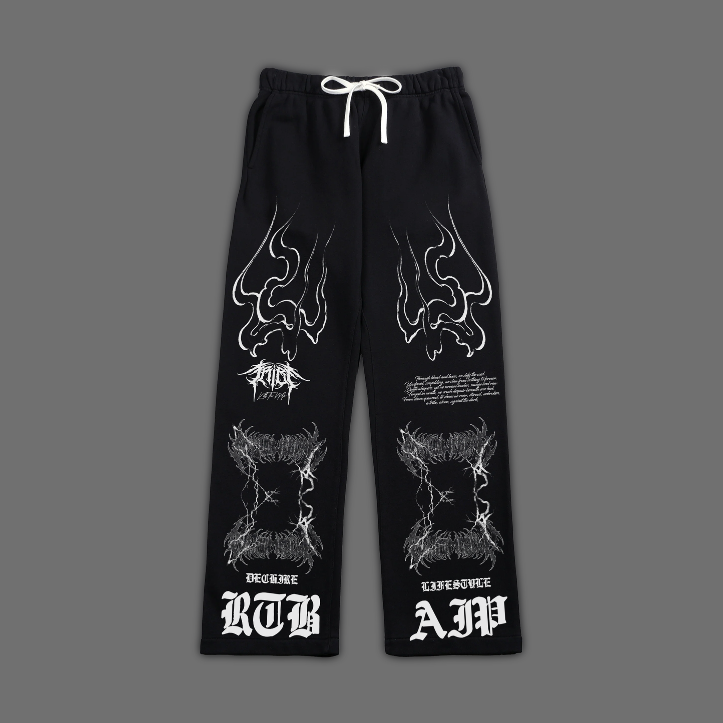 'WHY DO WE SCAR' WIDE LEG OS FLEECE SWEATS IN BLACK