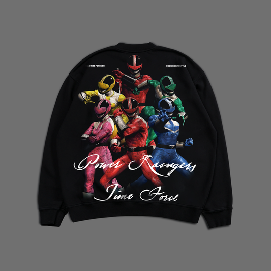 POWER RANGERS || TIME FORCE '24 YEAR EDITION' OVERSIZED CREWNECK IN BLACK