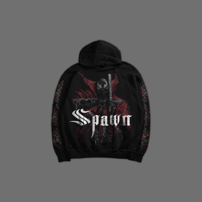 SPAWN v. BATMAN '1 OF 100' OVERSIZED HOODIE IN BLACK