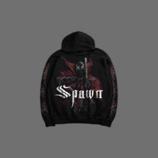SPAWN v. BATMAN '1 OF 100' OVERSIZED HOODIE IN BLACK
