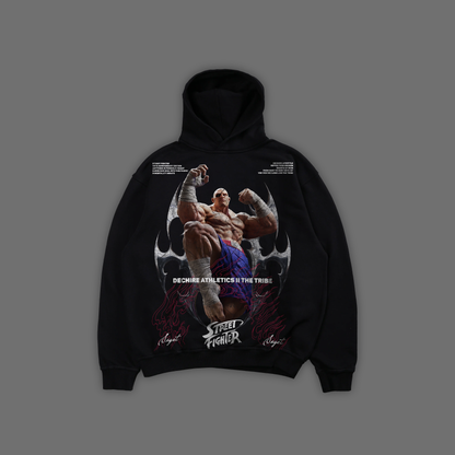 SF | SAGAT 'LIMITED' PULLOVER OS FLEECE HOODIE IN BLACK