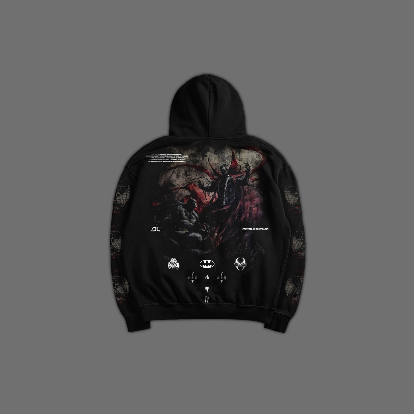 SPAWN v. BATMAN '1 OF 100' OVERSIZED HOODIE IN BLACK