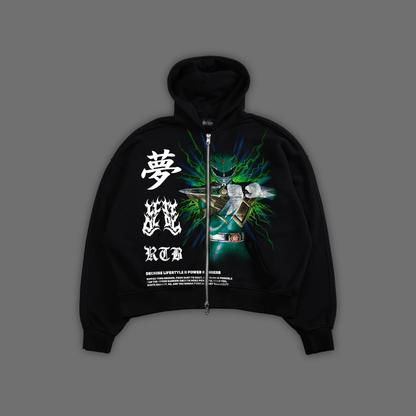 MIGHTY MORPHIN || GREEN RANGER 'ICON SERIES' DOUBLE ZIP BOX CUT HOODIE