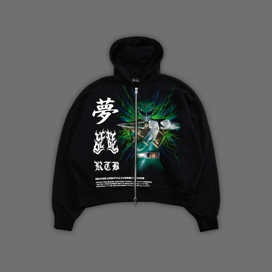 MIGHTY MORPHIN || GREEN RANGER 'ICON SERIES' DOUBLE ZIP BOX CUT HOODIE