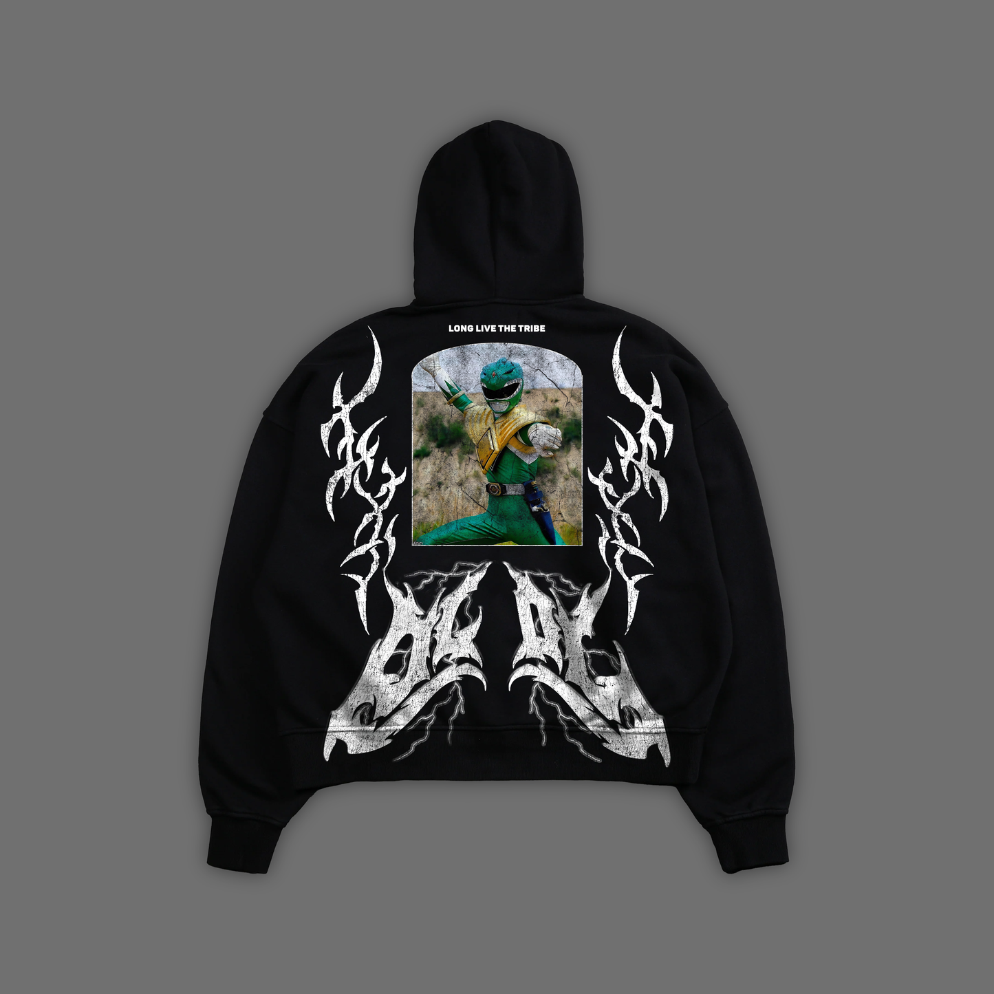 MIGHTY MORPHIN || GREEN RANGER 'ICON SERIES' DOUBLE ZIP BOX CUT HOODIE