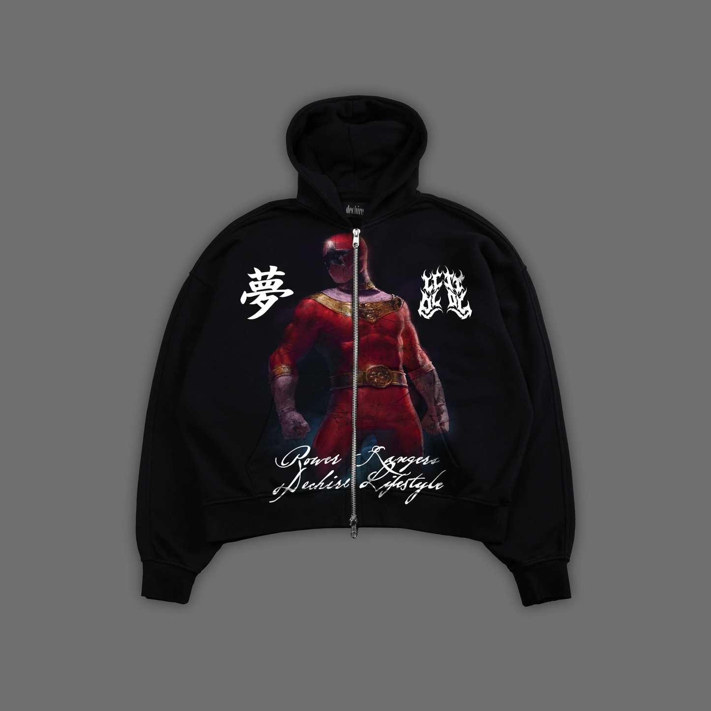 ZEO || RED RANGER 'ICON SERIES' DOUBLE ZIP BOX CUT HOODIE