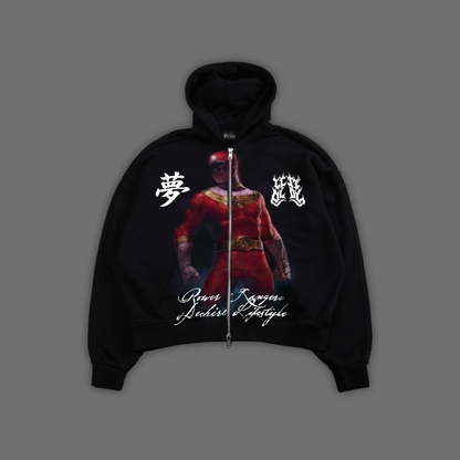ZEO || RED RANGER 'ICON SERIES' DOUBLE ZIP BOX CUT HOODIE