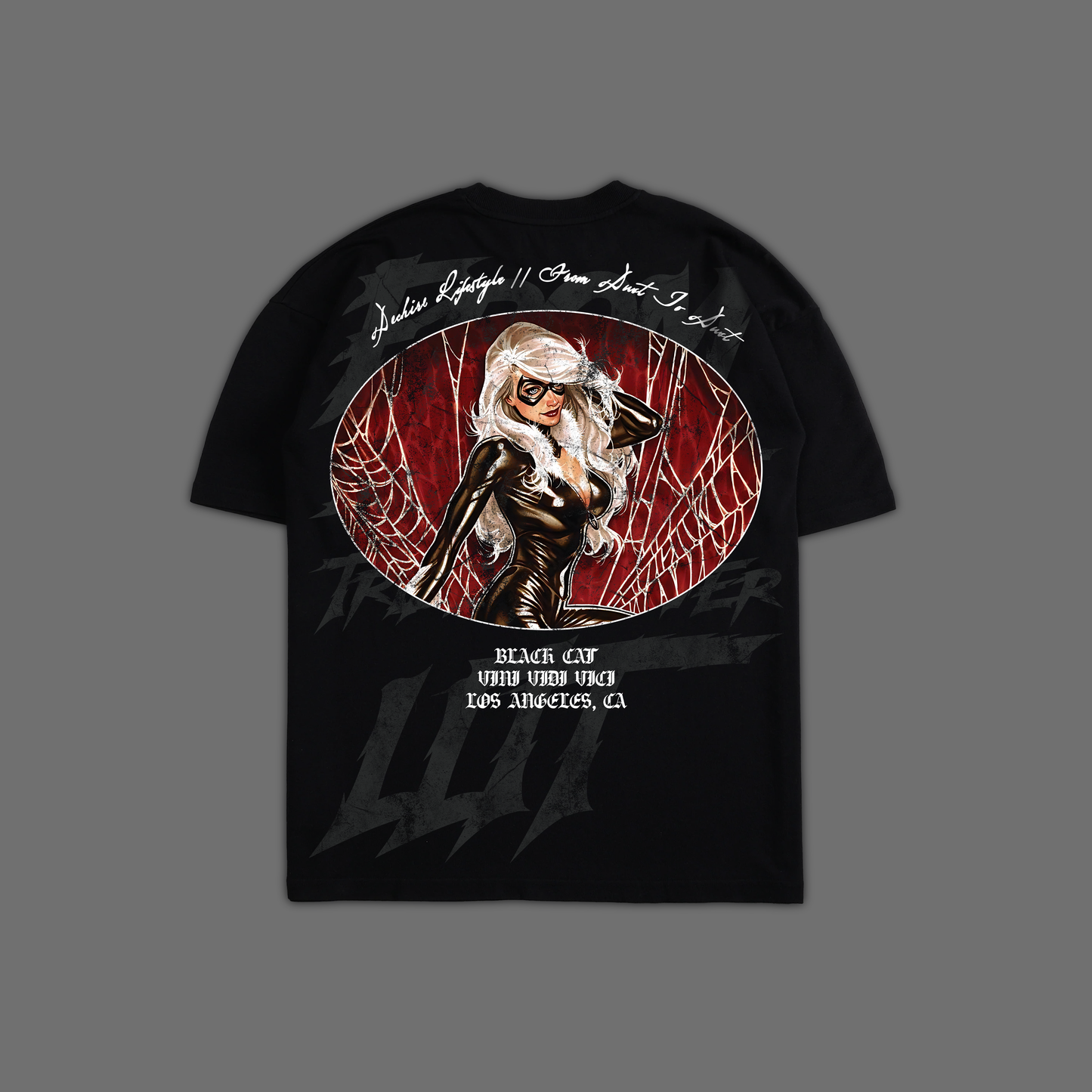 BLACK CAT & VENOM 'EXCLUSIVE' OVERSIZED TEE IN BLACK