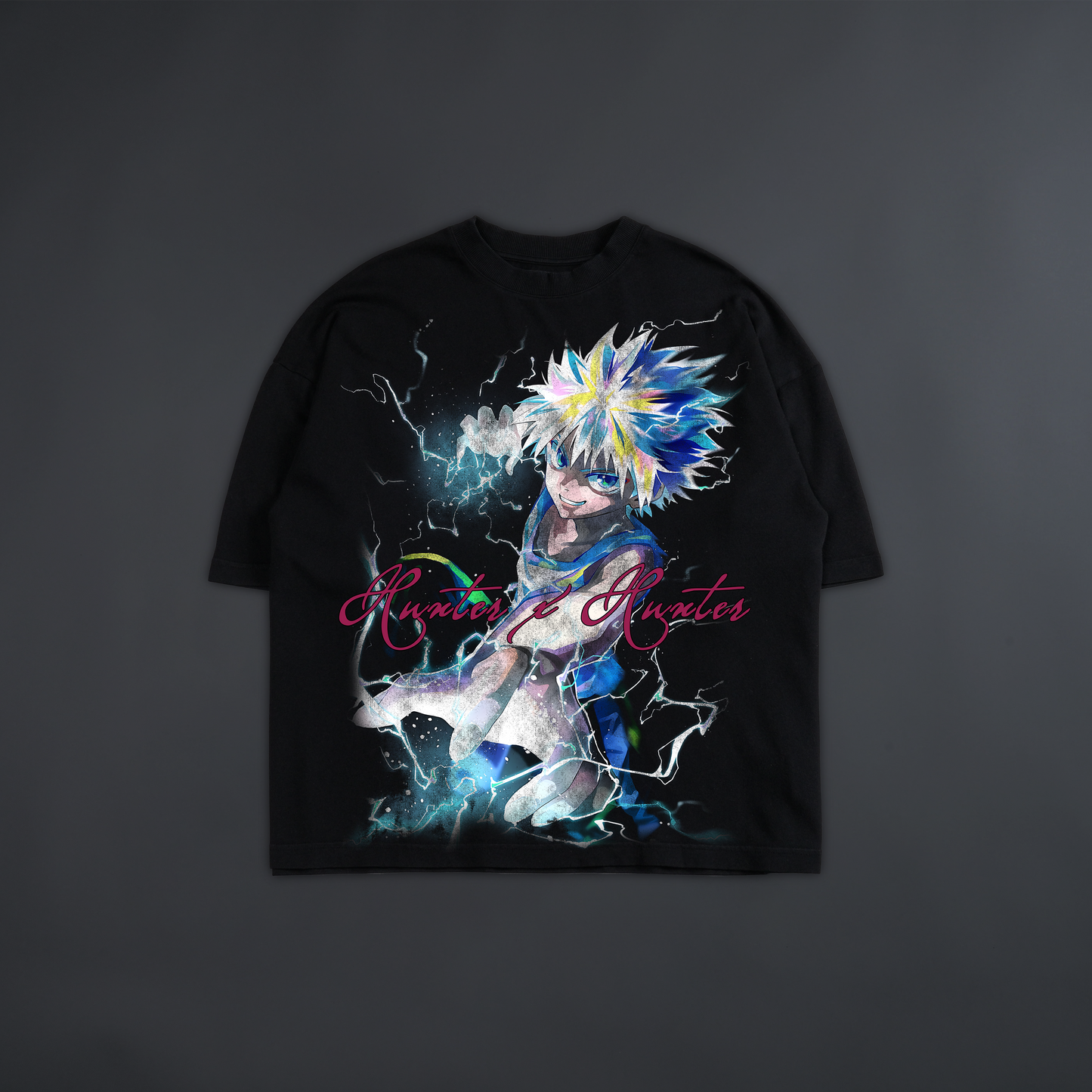 KILLUA: ELECTRIC NEN 'LIMITED' OVERSIZED BOXY TEE IN BLACK