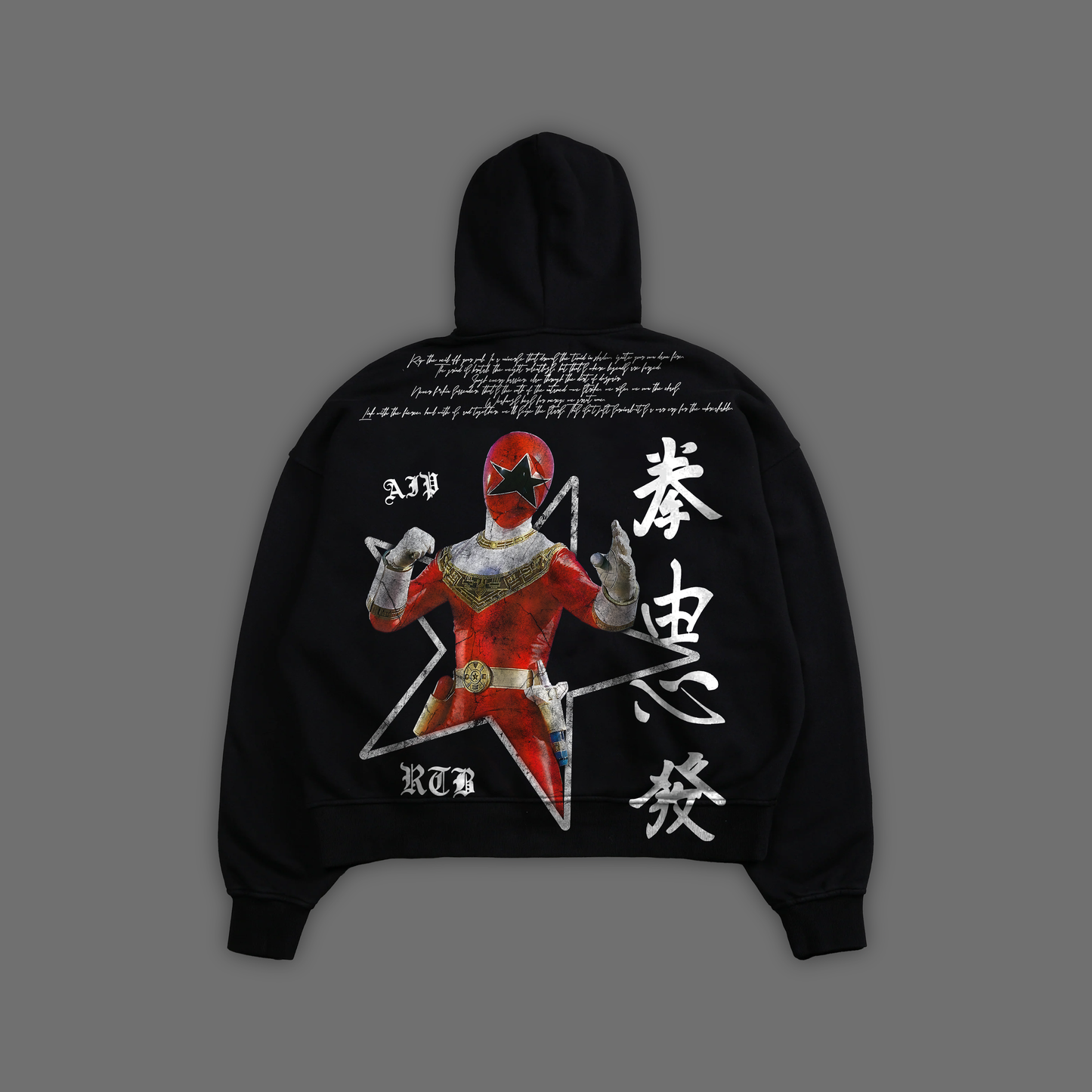 ZEO || RED RANGER 'ICON SERIES' DOUBLE ZIP BOX CUT HOODIE