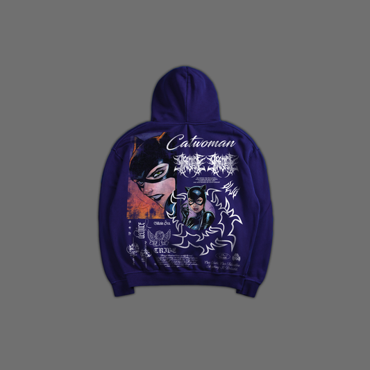 CATWOMAN | 9 LIVES 'LIMITED' OVERSIZED HOODIE IN DEEP NAVY BLUE