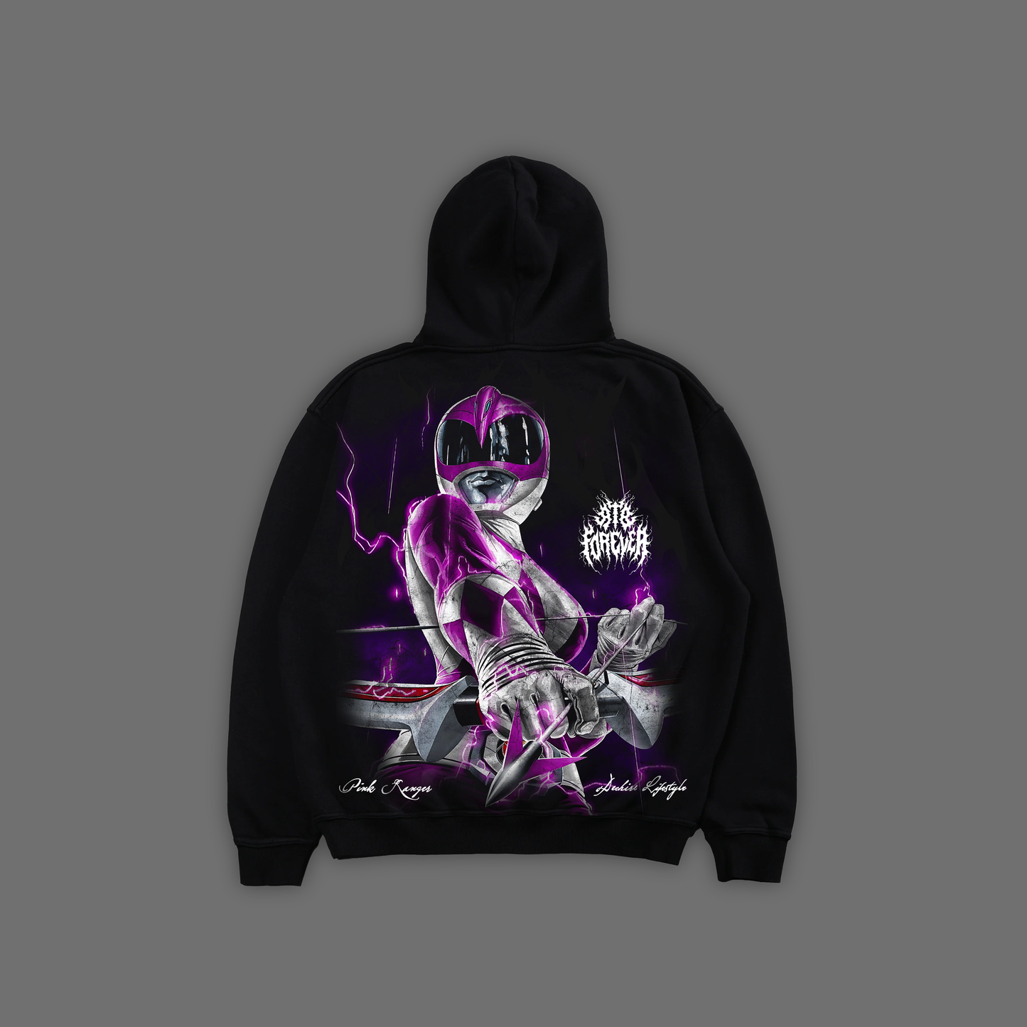MIGHTY MORPHIN || PINK RANGER PULLOVER PLUSH HOODIE