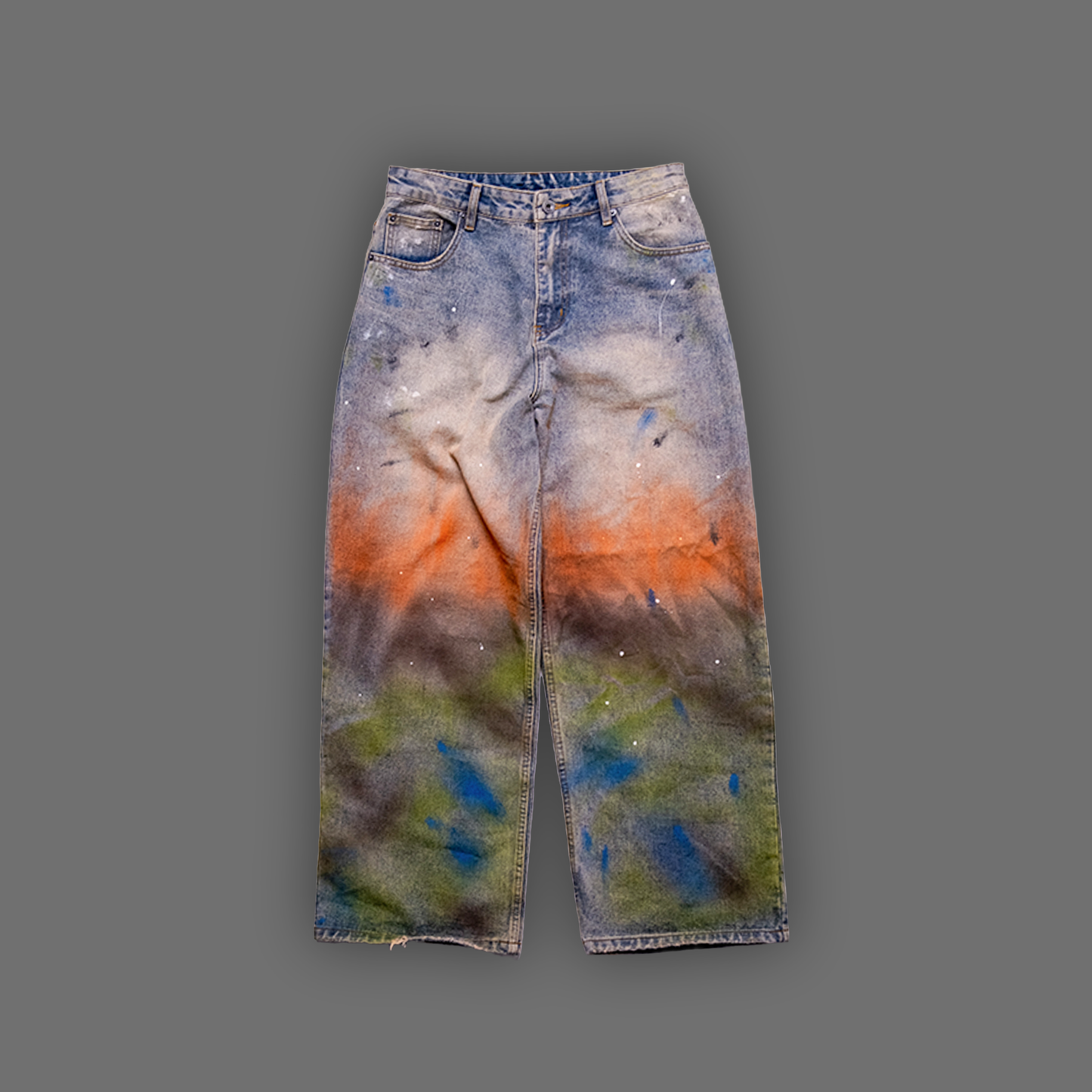 HARLEY & JOKER'S '1 OF 100' HAND GRAFFITIED BAGGY WL JEANS