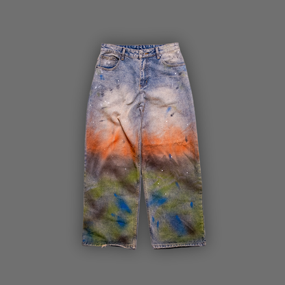 HARLEY & JOKER'S '1 OF 100' HAND GRAFFITIED BAGGY WL JEANS