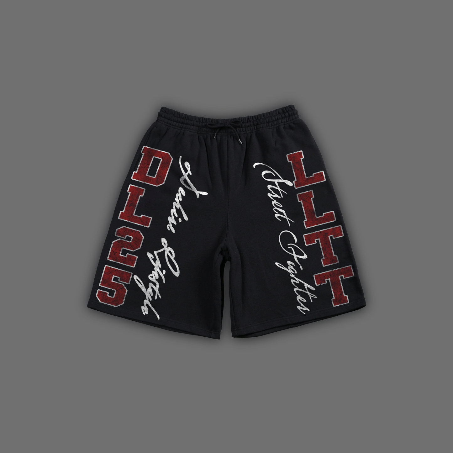 STREET FIGHTER SWEAT SHORTS IN BLOOD RED & BLACK