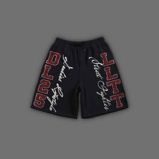 STREET FIGHTER SWEAT SHORTS IN BLOOD RED & BLACK