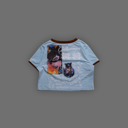 NINE LIVES COLOR RIBBED BABY TEE IN LUSH BLUE & MOCHA