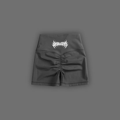 'dēmentō' DLFemme™ SEAMLESS MID-WAIST SHORTS IN VOLCANIC ASH