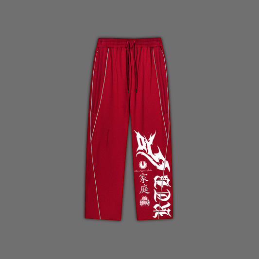 RED WING FOREVER STRIPED WIDE LEGS SWEATS IN BLOOD RED