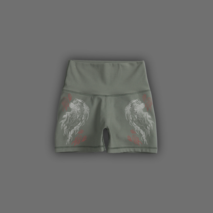 'dēmentō' DLFemme™ SEAMLESS MID-WAIST SHORTS IN OLIVE