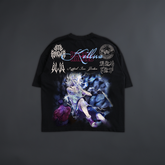KILLUA: ELECTRIC NEN 'LIMITED' OVERSIZED BOXY TEE IN BLACK