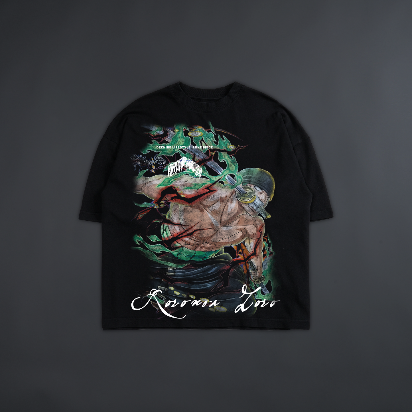 RORONOA ZORO 'LIMITED' OVERSIZED BOXY TEE IN BLACK